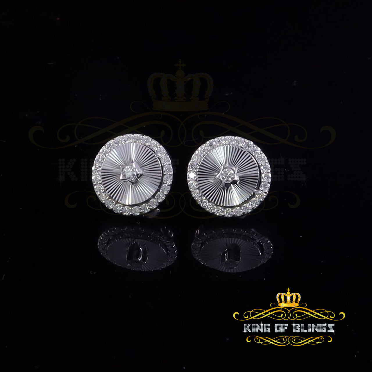 King of Bling's 2.50ct VVS D Moissanite Diamond Cut Stud Earring Women & Men White 925 Silver