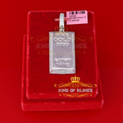 King Of Bling's White Sterling Silver Fine Square Shape Fancy Pendant with 4.40ct Cubic Zirconia KING OF BLINGS