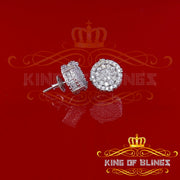 King of Blings- White Sterling Silver 1.32ct Cubic Zirconia Hip Hop Round Earrings for women's KING OF BLINGS