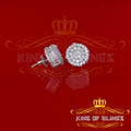King of Blings- White Sterling Silver 1.32ct Cubic Zirconia Hip Hop Round Earrings for women's KING OF BLINGS
