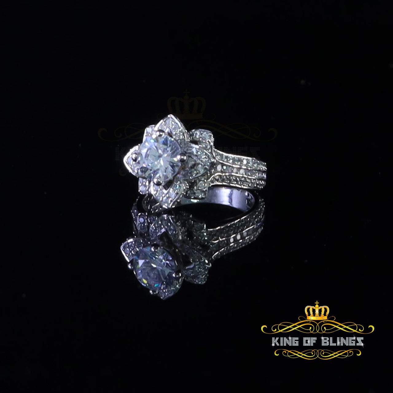 White 6.00ct Cubic Zirconia 925 Silver Flower 7 stone Luxury Womens Ring Size 7