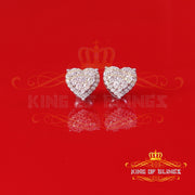 King of Bling's Men's/Womens 925 Silver White 1.00ct VVS 'D' Moissanite 3D Heart Stud Earrings KING OF BLINGS