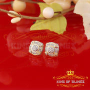 King of Bling's Aretes Para Hombre Silver 0.25ct Diamond For Ladies / Gent's Yellow Stud Earring KING OF BLINGS