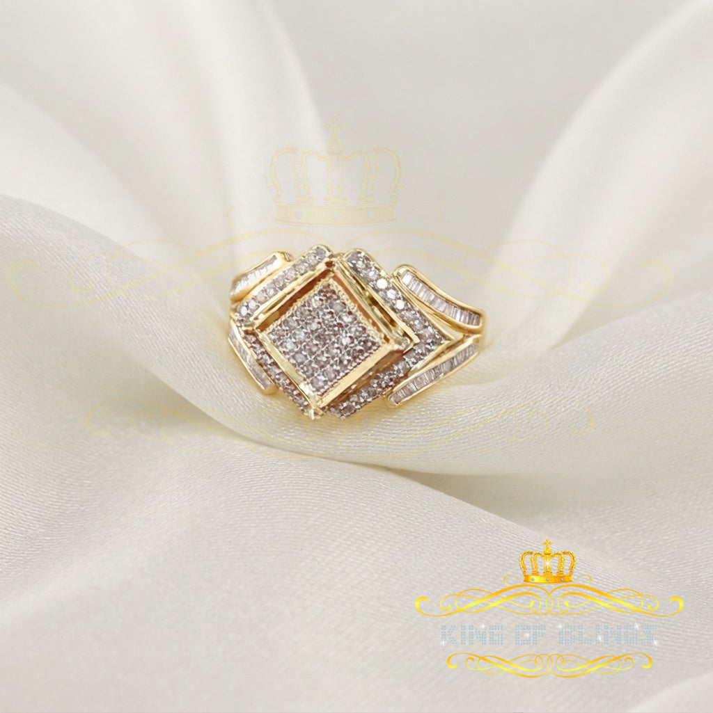 King Of Bling's 0.66 CT Real Diamond Womens Sterling Silver Yellow Ring Size 7 Square shape KING OF BLINGS