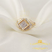 King Of Bling's 0.66 CT Real Diamond Womens Sterling Silver Yellow Ring Size 7 Square shape KING OF BLINGS