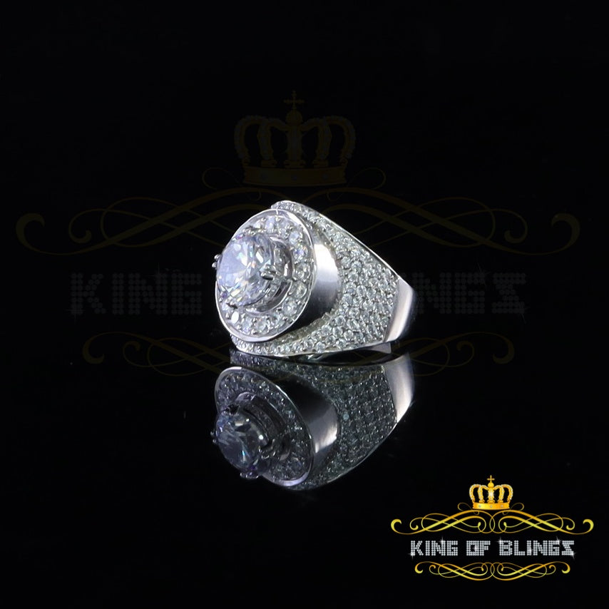 King Of Bling'sSterling Silver White 9.25ct Cubic Zirconia Round Cocktail Men's Ring Size 10