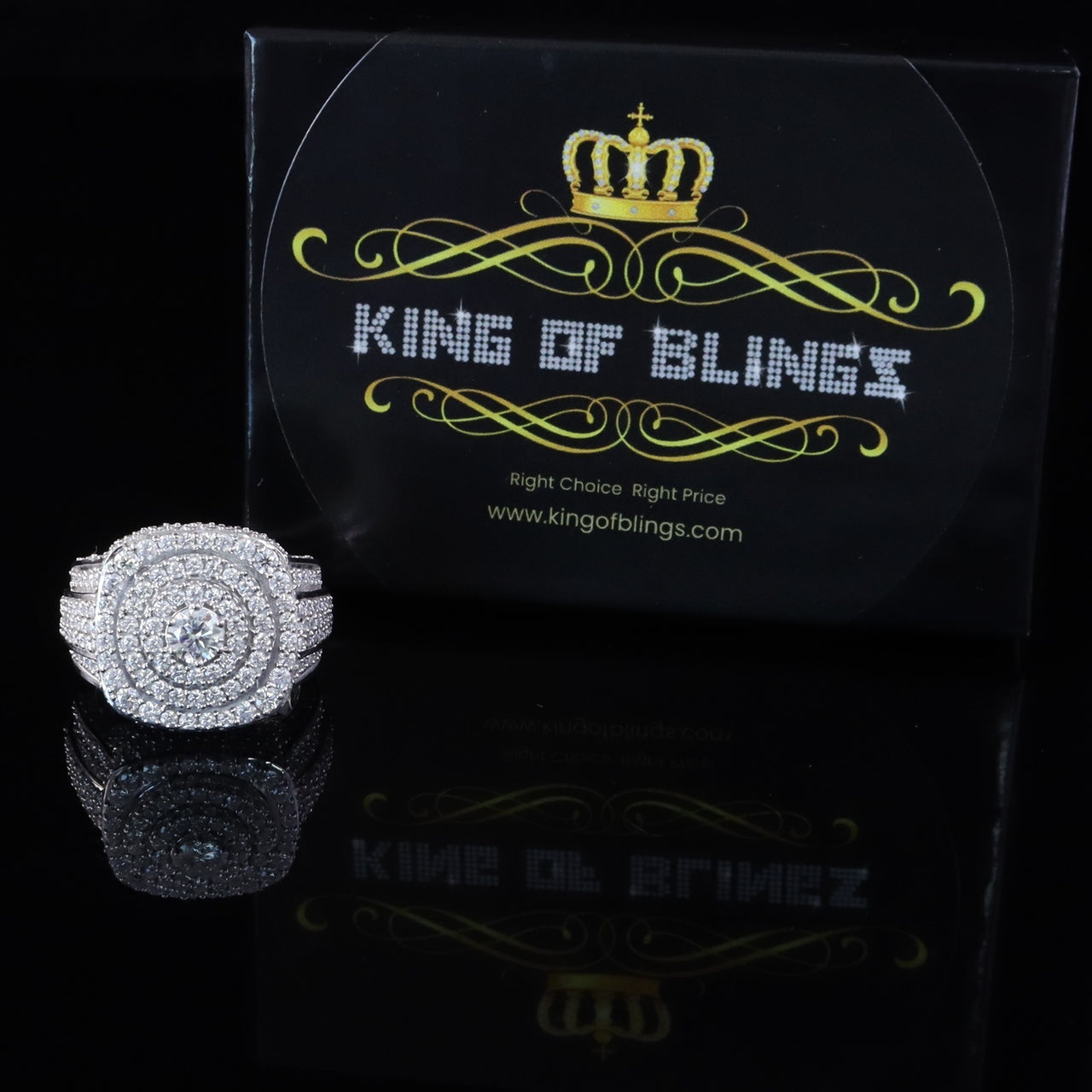 King of Bling's White Sterling Silver 6.50ct VVS 'D' Moissanite Round Rings Size 10 Men's/Womens King of Blings