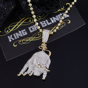 Yellow 925 Sterling Silver Fashion OX Necklance Pendant 3.32ct Cubic Zirconia KING OF BLINGS