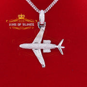 King Of Bling's White 925 Sterling Silver Aeroplane Shape Pendant with 1.82ct Cubic Zirconia KING OF BLINGS