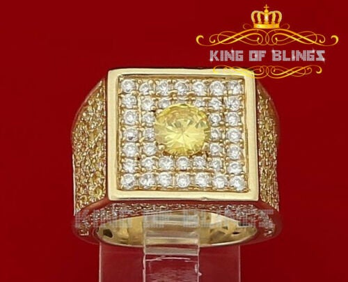 King Of Bling's 925 Yellow 9.50ct Cubic Zirconia Silver Square Womens Fashion Ring From Size 7 KING OF BLINGS