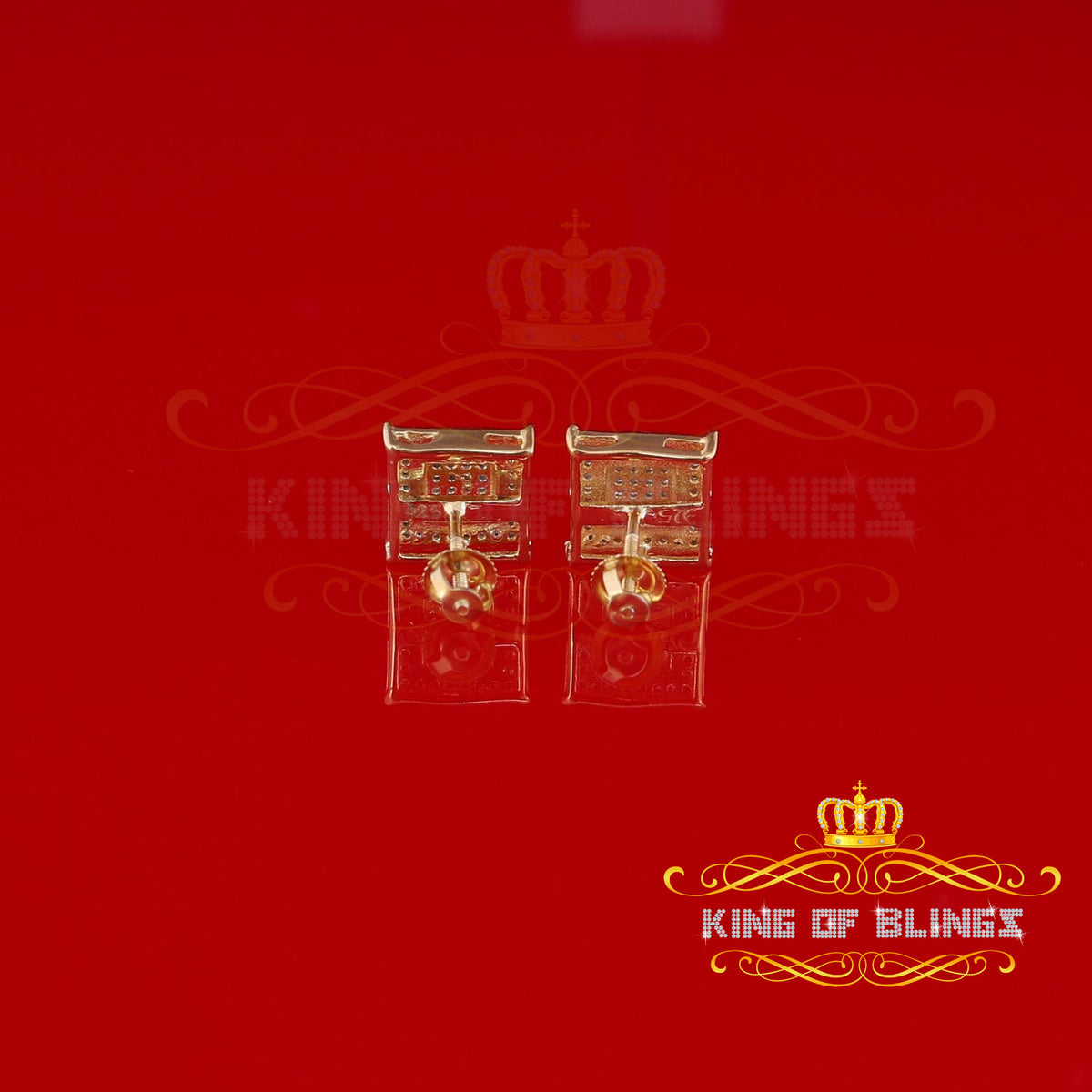 King Of Bling's 0.20ct Genuine Diamond 925 Yellow Sterling Silver Hip Hop Men's/Women's Earrings KING OF BLINGS