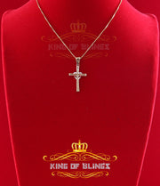 King Of Bling's King Of Bling's Yellow 925 Silver Cross and Heart Pendant with 0.22ct Cubic Zirconia KING OF BLINGS