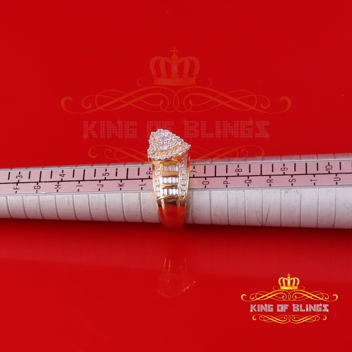 King of Bling's Women's Heart Cindarella Ring 925 Yellow Silver1.20ct VVS D Clr. Moissanite sz 7 King of Blings