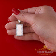 King of Bling's White 925 Sterling Silver Charm Necklace Pendant with 1.32ct Cubic Zirconia KING OF BLINGS