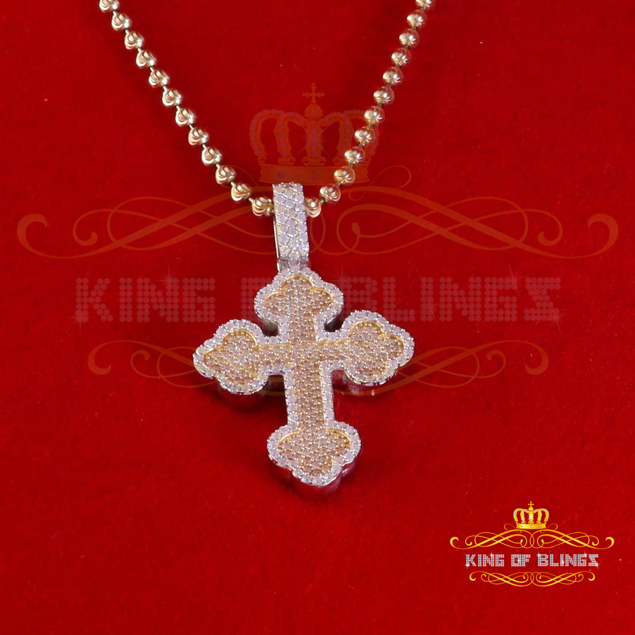 King Of Bling's 925 Sterling White Silver 2.50ct VVS D Clr.Moissanite Cross Pendant Men/ Women. KING OF BLINGS
