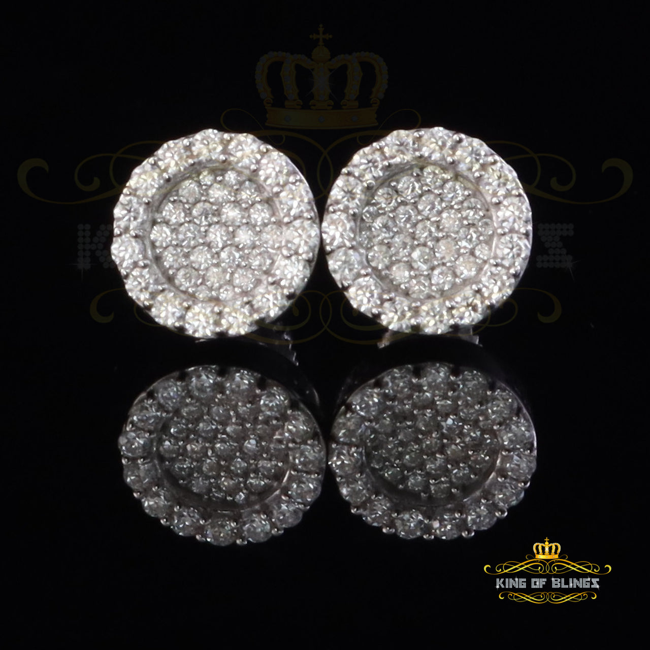 King of Bling's 925 White Silver 0.66ct VVS 'D' Moissanite Round Stud Earring Men's/Womens King of Blings