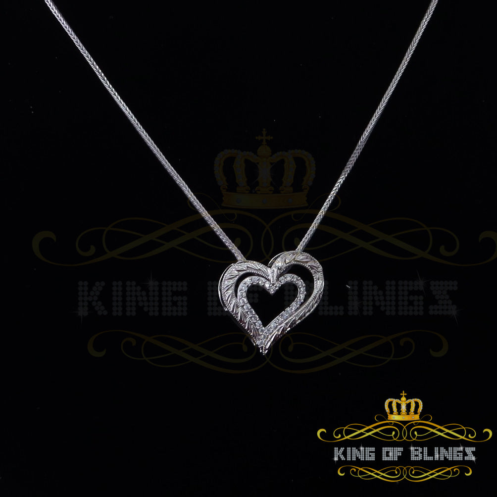 King Of Bling's Fancy Attractive white Sterling Silver Heart Shape Pendant 0.87ct Cubic Zirconia