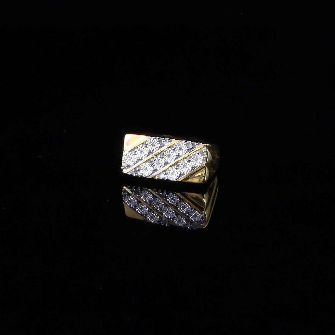 King Of Bling's 0.05CT Real Diamond 925 Silver Yellow Rectangle Band shape with Men's Ring Sz 11