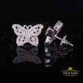 King of Bling's Men's/Women's 925 Silver White 0.50ct VVS 'D' Moissanite Butterfly Stud Earrings KING OF BLINGS
