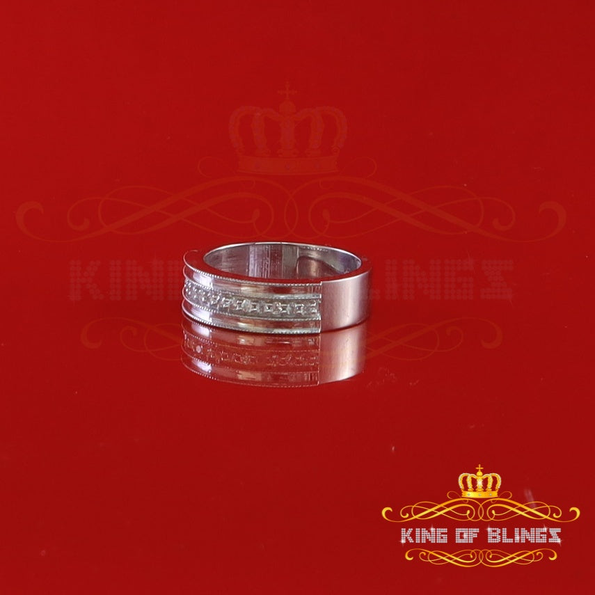 King Of Bling's925 Sterling White Silver Round Cubic Zirconia 0.50ct Fashion Men's Ring Size 10