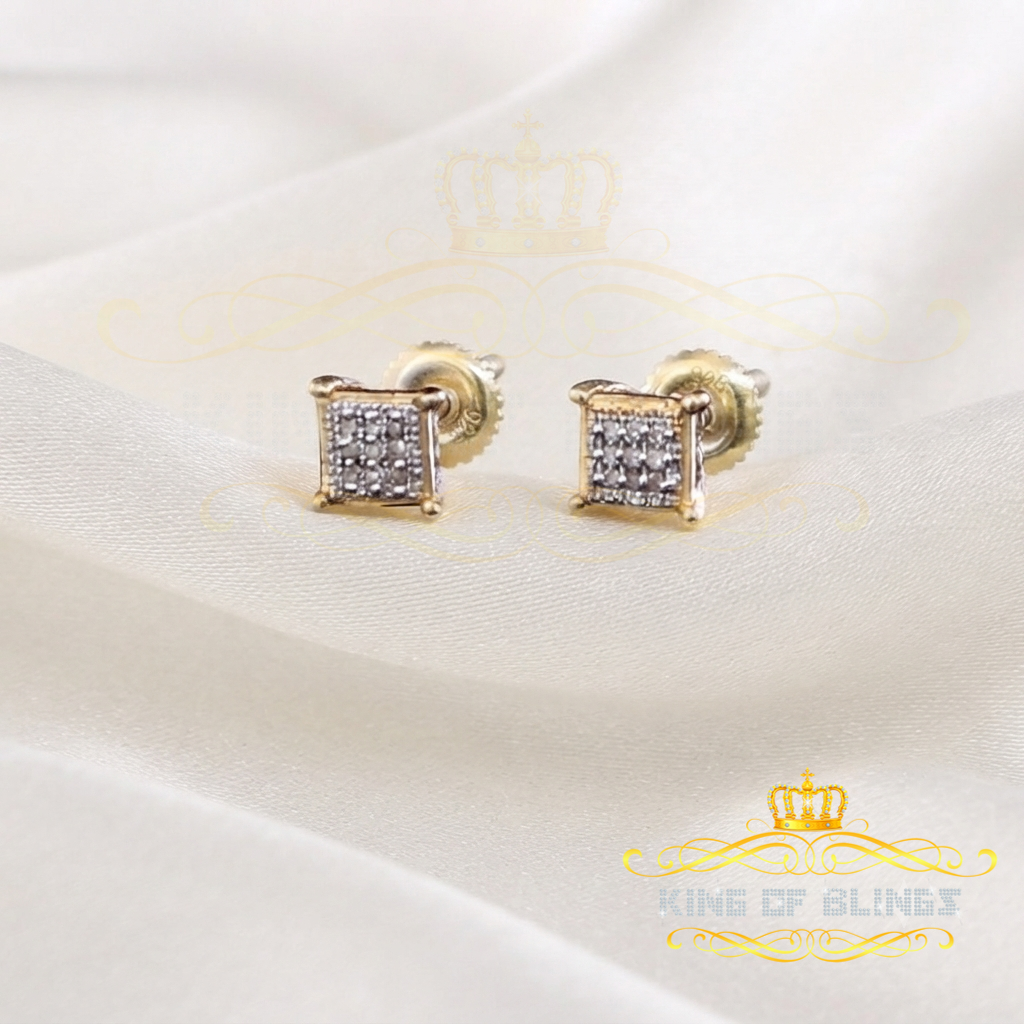King of Blings-0.05ct Diamond Collection Yellow 925 Sterling Silver Women & Men Square Earrings KING OF BLINGS