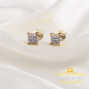 King of Blings-0.05ct Diamond Collection Yellow 925 Sterling Silver Women & Men Square Earrings KING OF BLINGS