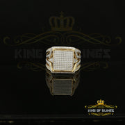 King Of Bling's 925 Yellow Silver Cubic Zirconia 3.00ct Men's Adjustable Ring From Size 9 to 11 KING OF BLINGS