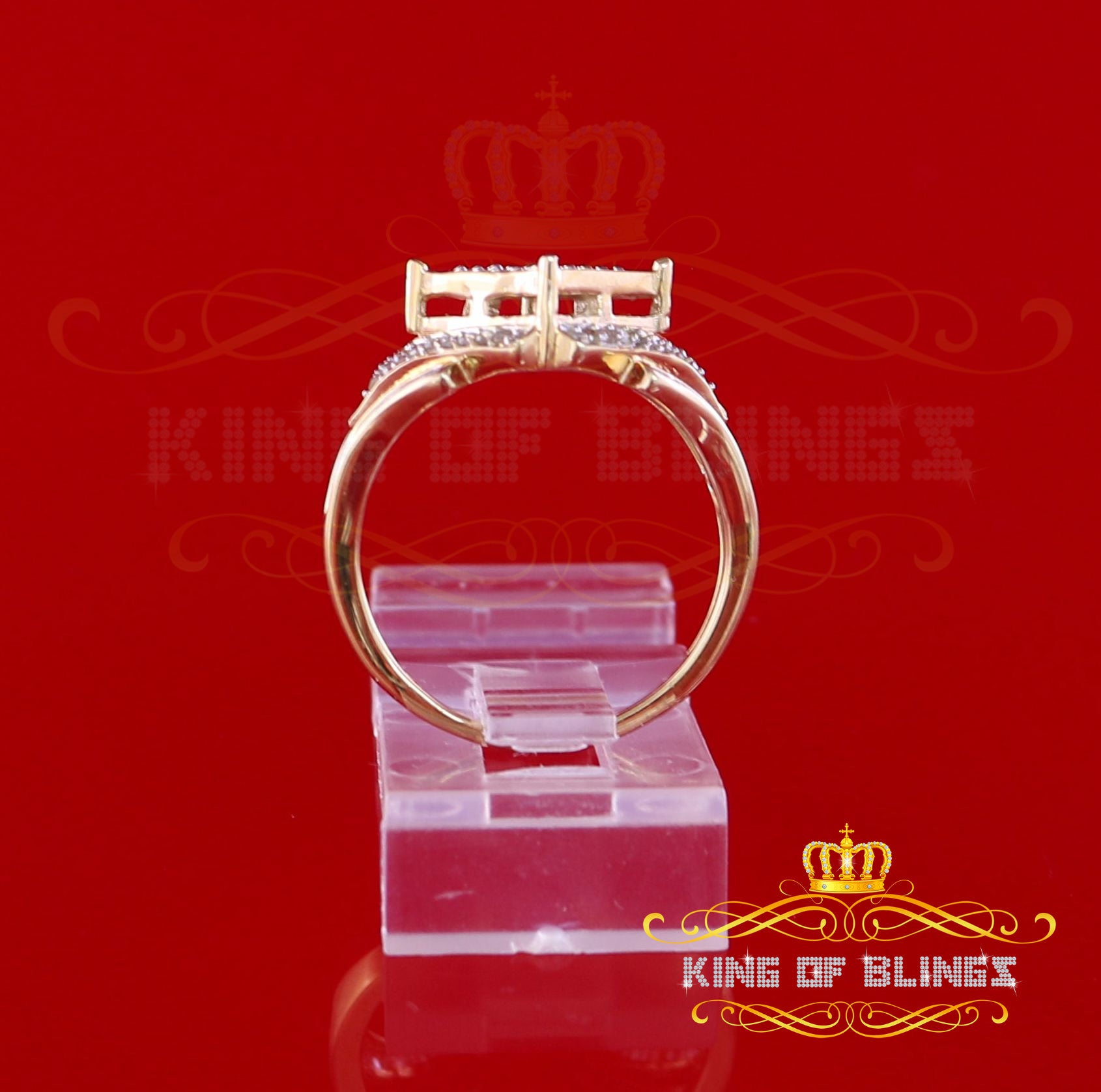 King Of Bling's 0.66 CT Real Diamond Womens Sterling Silver Yellow Ring Size 7 Square shape KING OF BLINGS