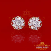King of Bling's 3.20ct Cubic Zirconia 925 Yellow Sterling Silver Hip Hop Flower Ladies Earrings KING OF BLINGS