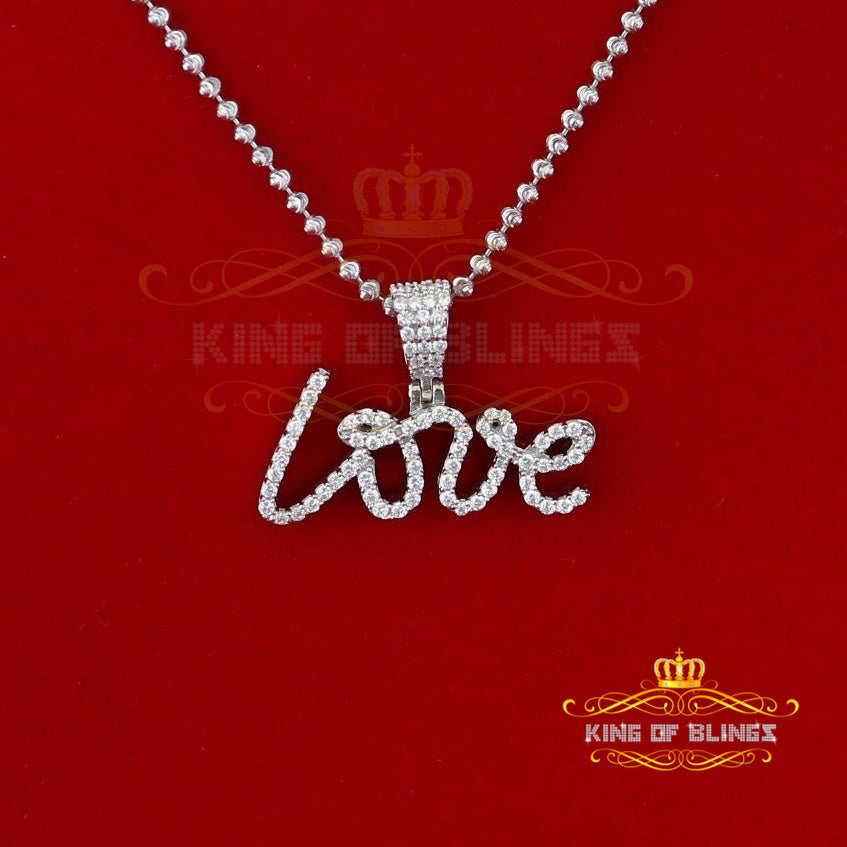 King Of Bling's Fancy 925 White Sterling Silver with LOVE Shape Pendant 1.75ct Cubic Zirconia