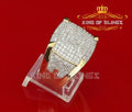 King Of Bling's Men's Yellow Silver 4.50ct Cubic Zirconia Square Adjustable Ring From SZ 8 to 10 KING OF BLINGS