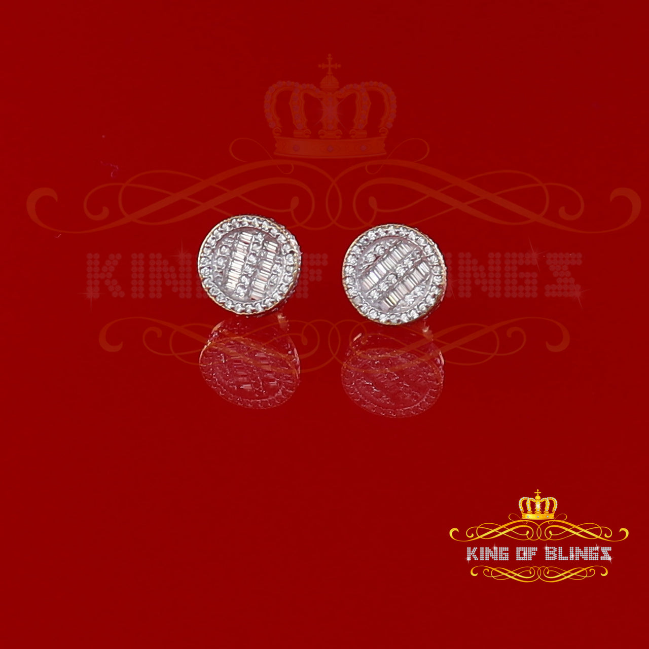 King of Bling's 0.91ct Cubic Zirconia Hip Hop Screw Back Yellow Silver Women's & Men's Earrings