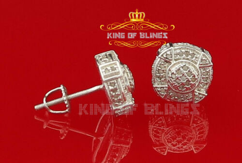 King of Bling's 925 Sterling White Silver 0.25ct Diamond For Women's/ Men's Circle Stud Earrings KING OF BLINGS