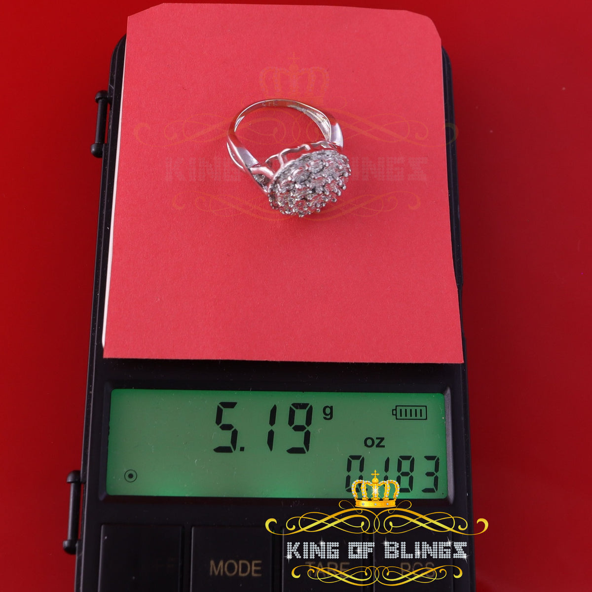 King Of Bling's 0.10CT Real Diamond 925 Sterling White Silver Womens Floral Ring Size 7 KING OF BLINGS