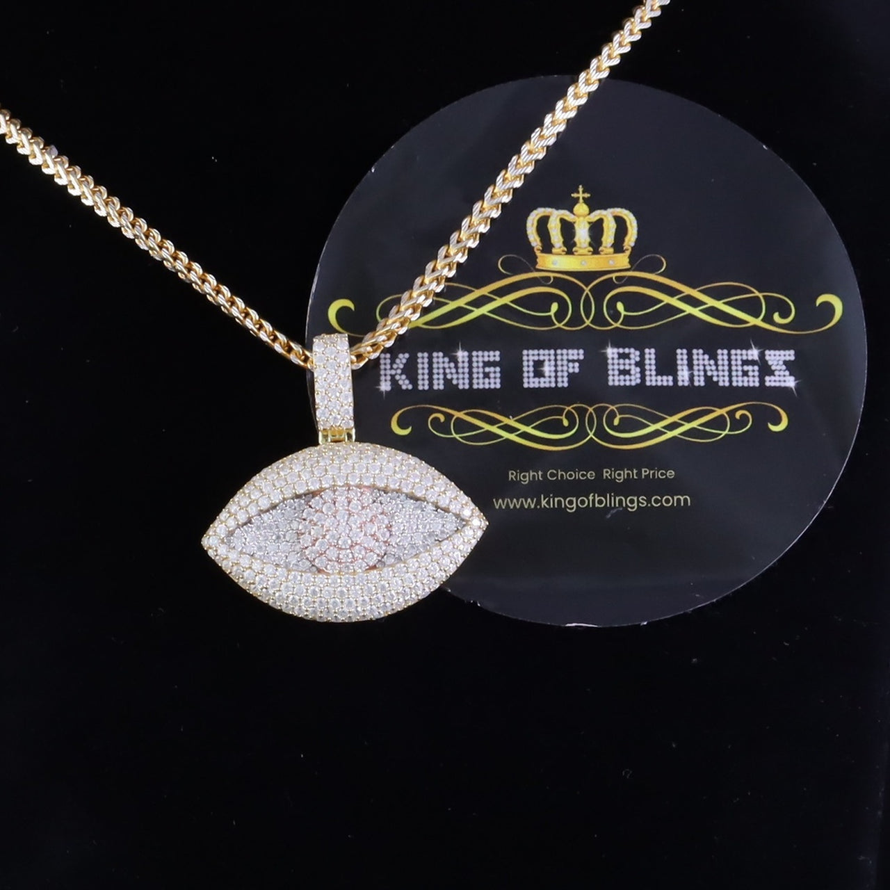 King Of Bling's Yellow Rose Pendant 5.0ct VVS D Evil Eye Moissanite White Silver Men's & Women's KING OF BLINGS