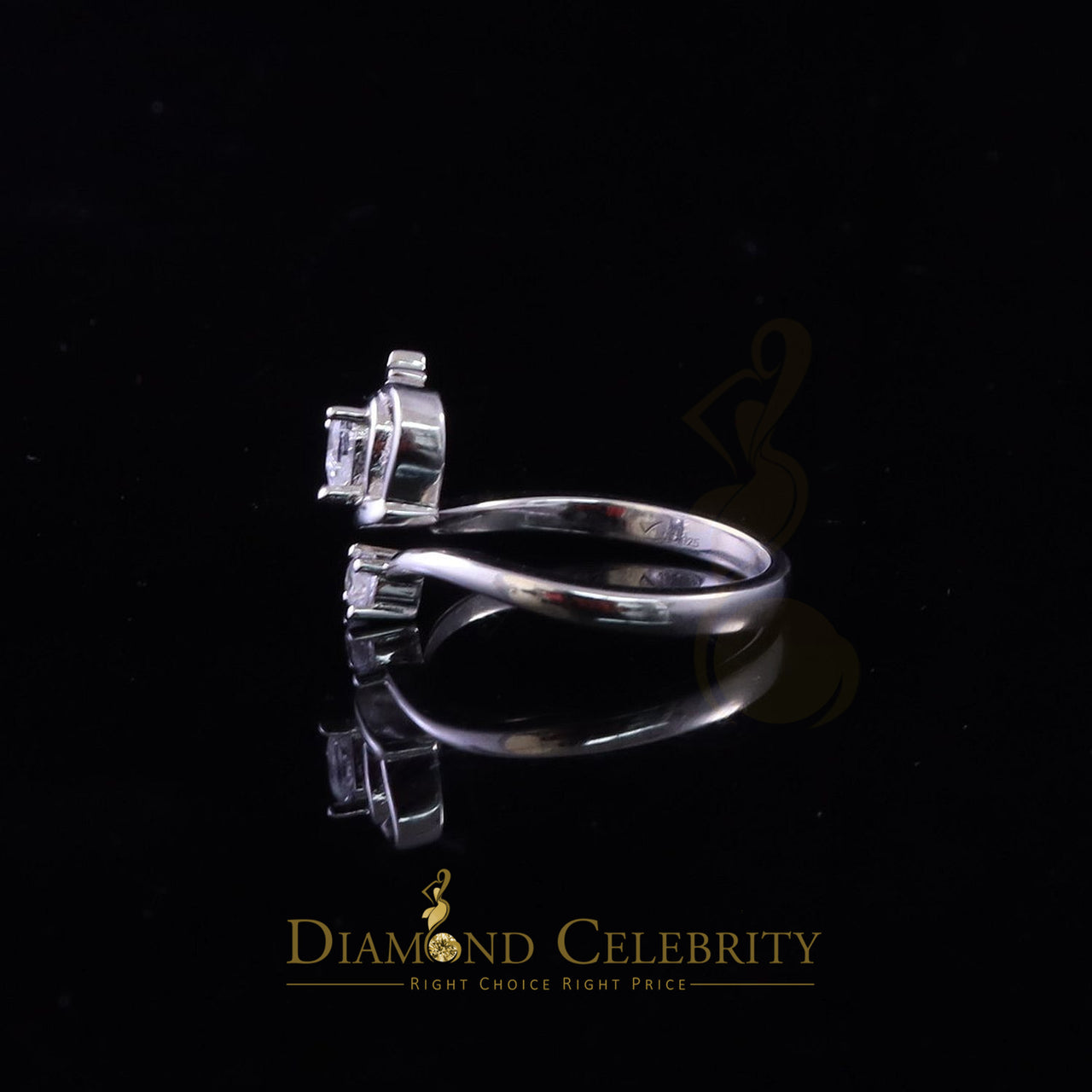 King Of Bling's925 White Silver Heart-Shaped 1.00ct Cubic Zirconia Heart Womens Ring Size 6.5