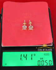 King Of Bling's 0.10ct Diamond Collection Yellow 925 Sterling Silver Women & Men Square Earrings KING OF BLINGS