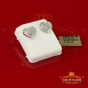 King Of Bling's Aretes Para Hombre Heart 925 White Silver 0.33ct Diamond Women's /Men's Earrings KING OF BLINGS