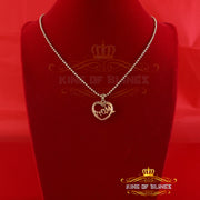 King Of Bling's Real 0.10ct Diamond Sterling Silver MOM'S HEART Charm Necklace Yellow Pendant KING OF BLINGS