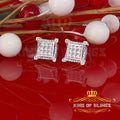 King of Blings- Elegant Square White 925 Silver Screw Back 1.05ct Cubic Zirconia Women Earrings KING OF BLINGS