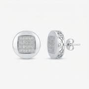 King Of Bling's 0.10ct Diamond 925 Sterling Silver White For Women's & Men's Round Stud Earring KING OF BLINGS