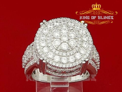 925 White Silver Round 5.60ct Cubic Zirconia Adjustable Ring SZ From 9 to 11 KING OF BLINGS