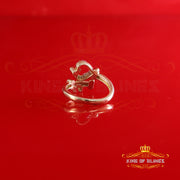 King Of Bling's 925 Yellow Silver 0.20ct Cubic Zirconia Promise Heart Key Womens Ring Size 7.5 KING OF BLINGS