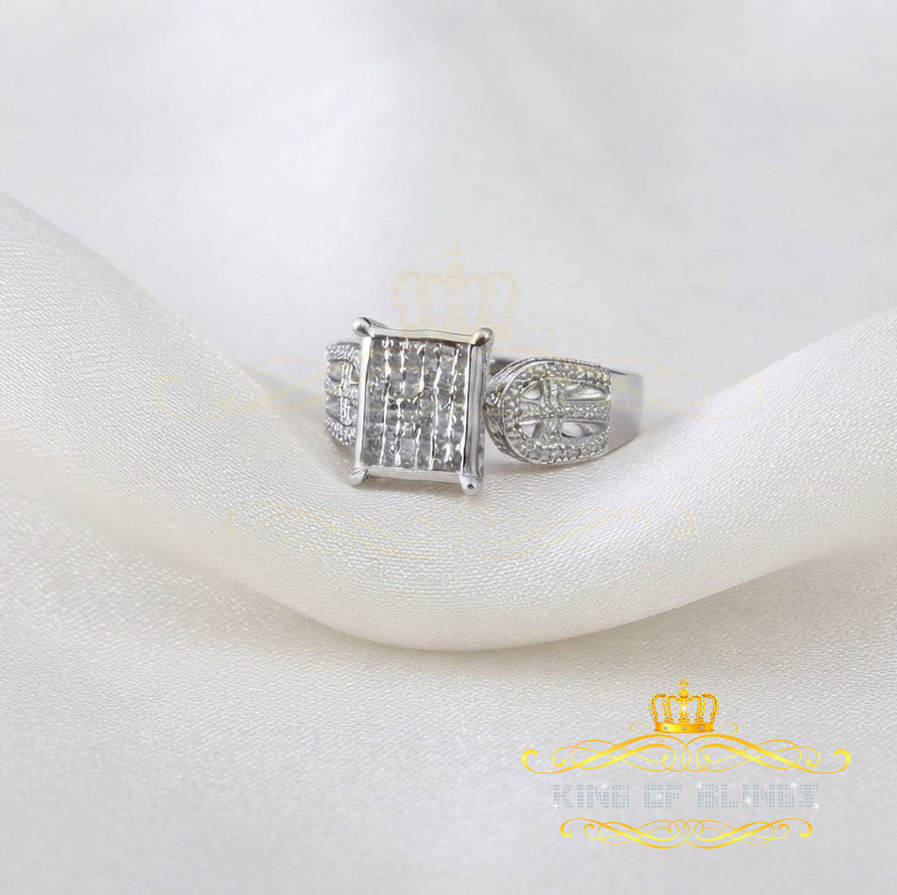 King Of Bling's Elongated 0.33 CT 925 Silver White Cinderella Womens Real Diamond Ring SZ 7 KING OF BLINGS