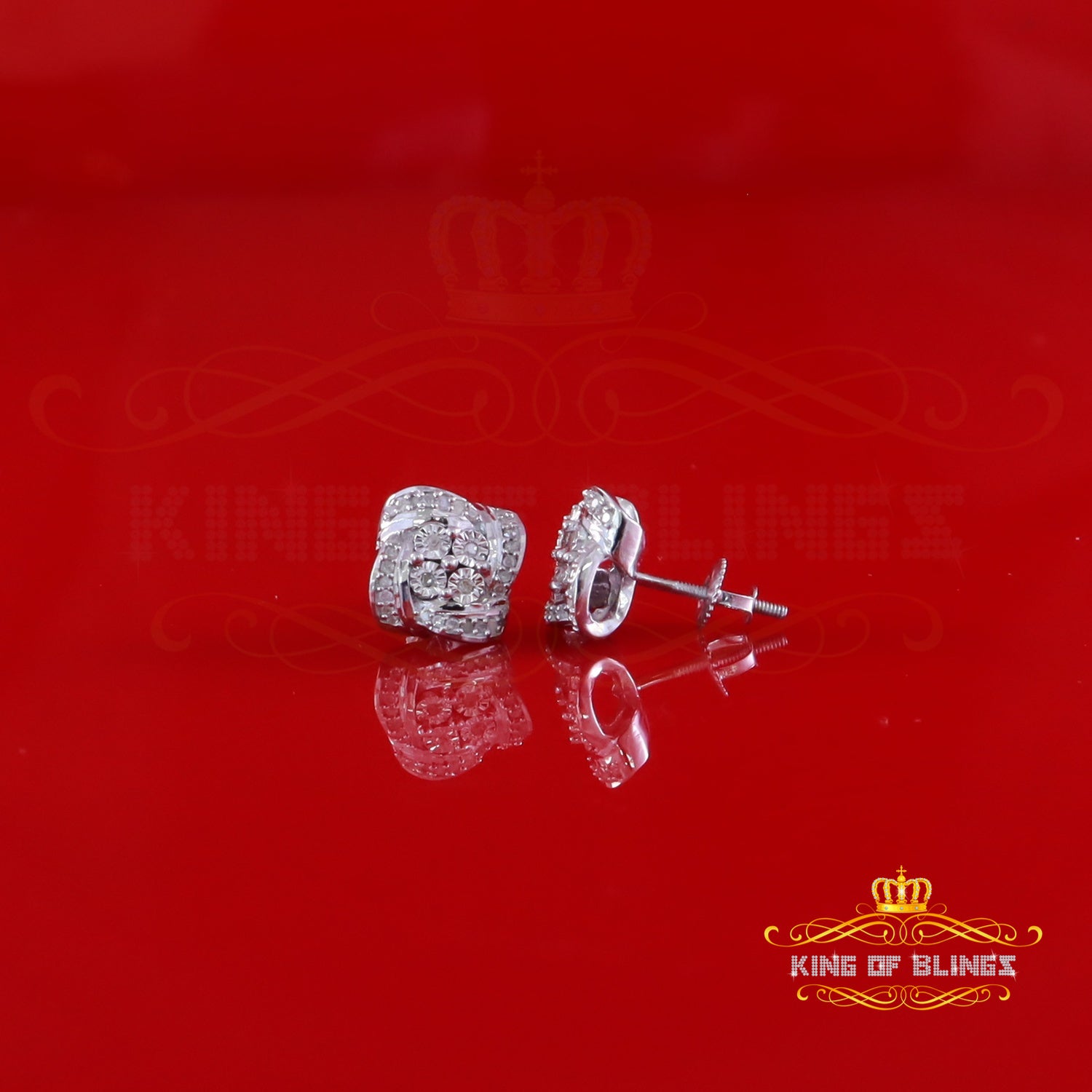 King Of Bling's 0.25ct Diamond 925 Sterling Silver White for Men's & Women Stud SWRILL Earrings King of Blings