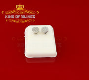 King of Blings- Aretes Para Hombre 925 White Silver 0.74ct Cubic Zirconia Round Women's Earrings KING OF BLINGS