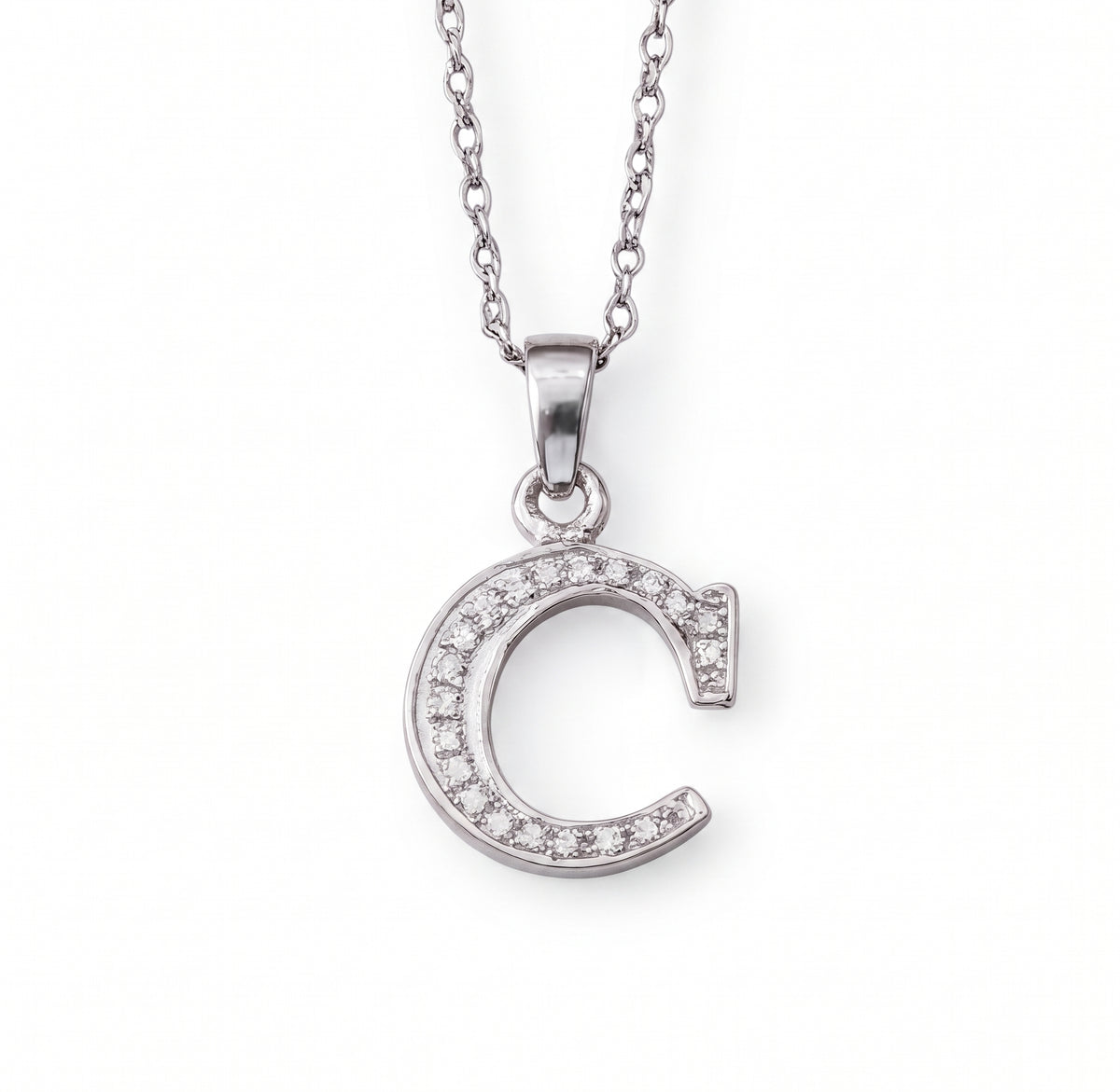 King Of Bling's Attractive Sterling SilverAll Alphabet Letter White Pendant with Cubic Zirconia KING OF BLINGS