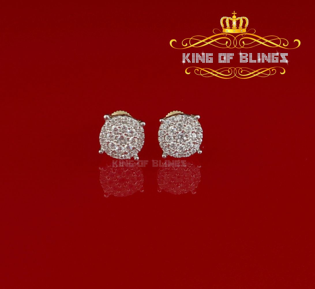 King of Bling's 925 Yellow Sterling Silver 0.86ct Cubic Zirconia Round Women's Hip Hop Earrings KING OF BLINGS