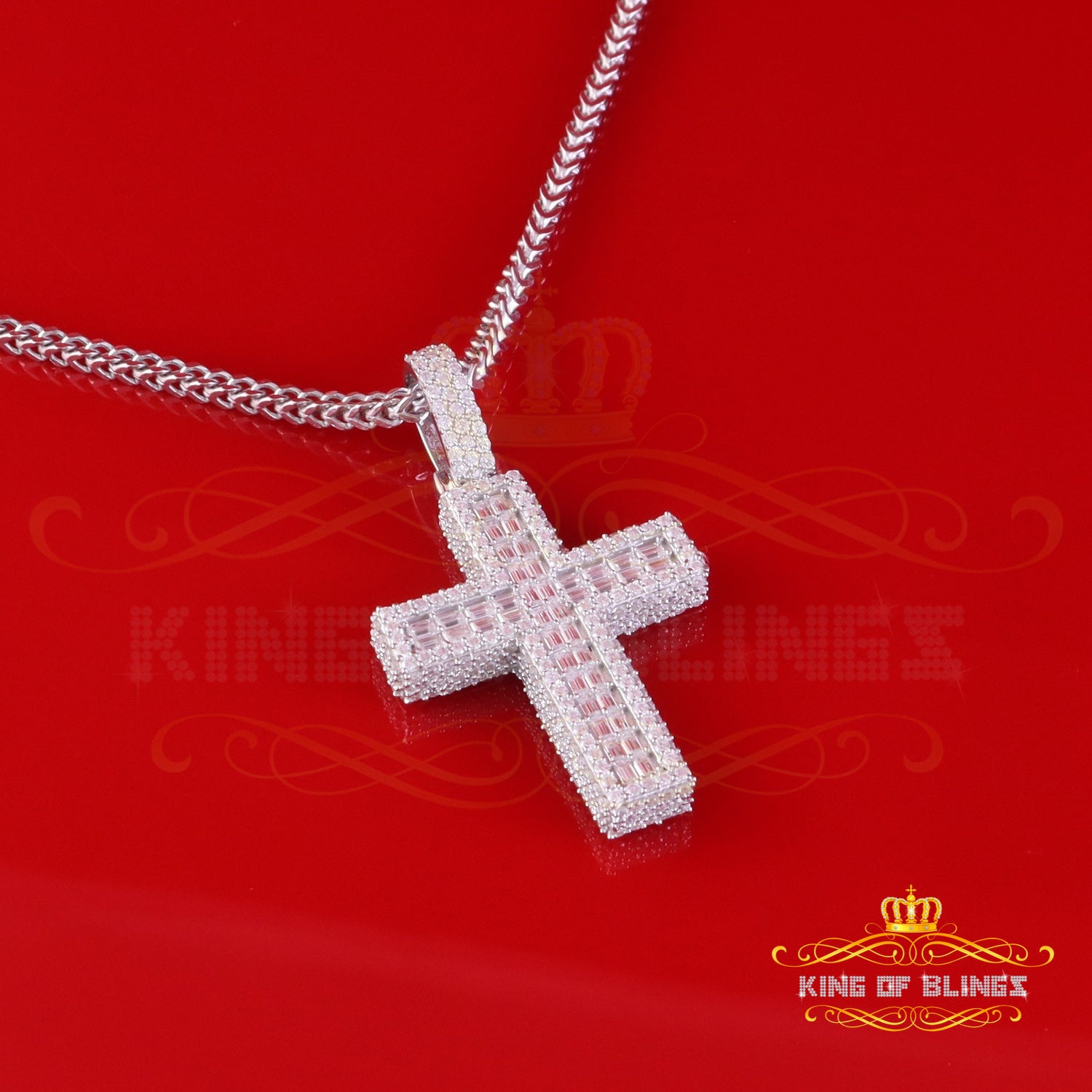 MDJ 925 Signed Cross Pendant with sold Genuine Diamonds