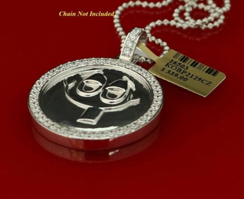 Create Custom Design Sterling Silver 'FASHION CHARM' 1.50inch Necklace Pendant with Cubic Zirconia KING OF BLINGS